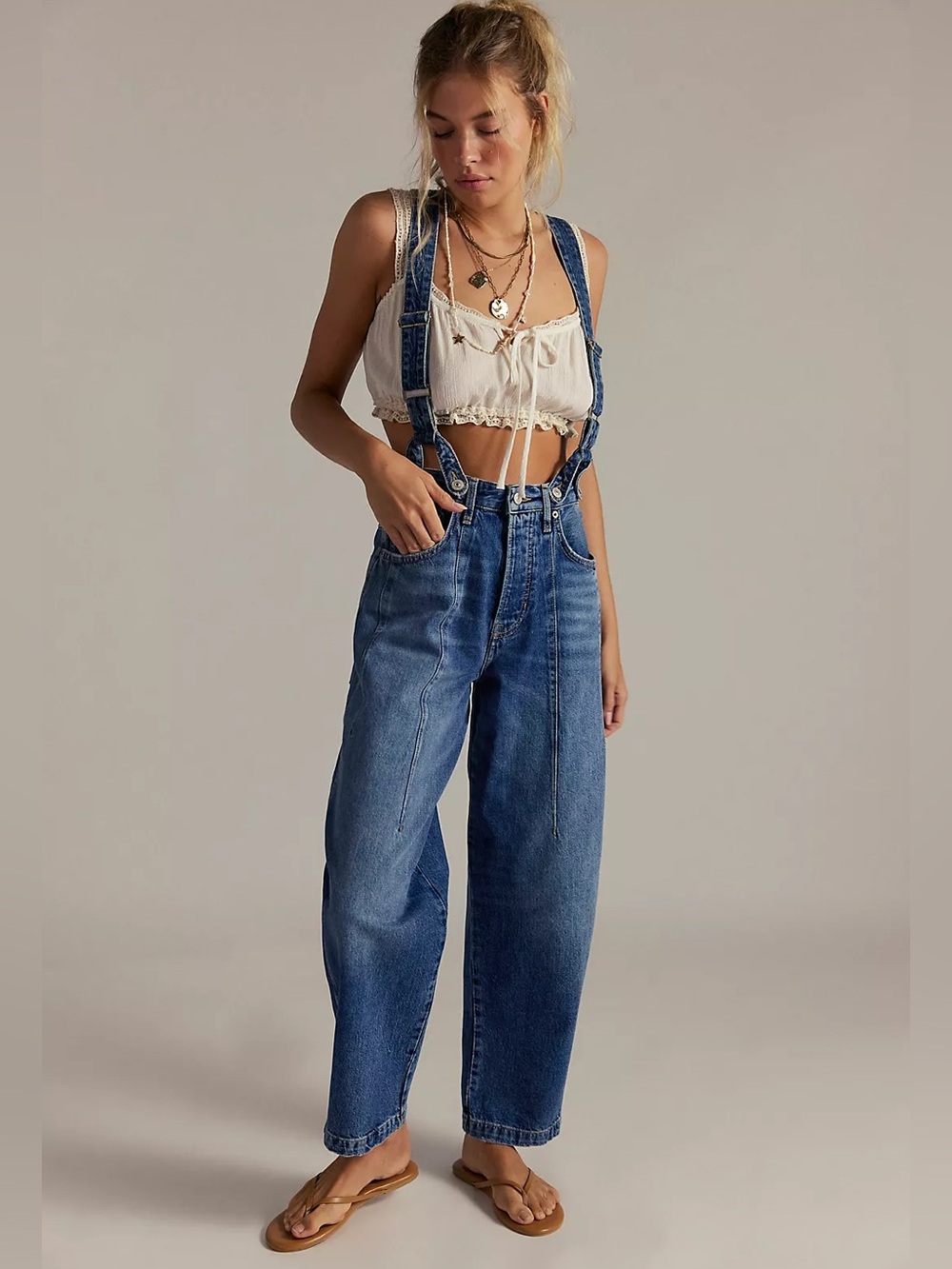 NWT We The Free Berkley Suspender Jeans